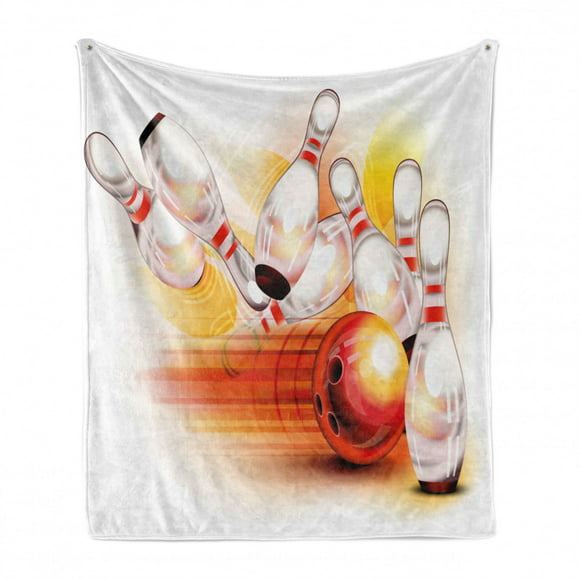Colorful Pins Bowling Club Sports Equipment Leisure Time Watercolor Style Print 60x50Throw Blanket Super Soft Non Shedding Reversible Ultra Luxurious Plush Blanket for Home Festival Office Outdoor 